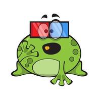 Cute frog eating popcorn and watch movie in 3d glasses. Cute cartoon animal