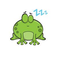 Cute frog sleeping. Vector illustration of frog character isolated on white