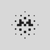 M letter with square and dot bit technology icon design illustration vector