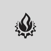 flame and gear icon combination design illustration vector