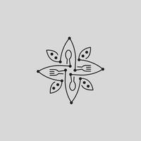 cuchara y tenedor con ilustración de diseño de icono conectado en forma de flor vector