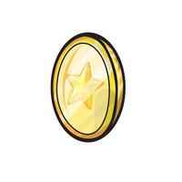Gold game coin with the star. Graphic user interface design element. vector