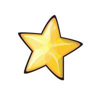 Vector star icon. Level complete. Cartoon star. Ui element. Favorites button