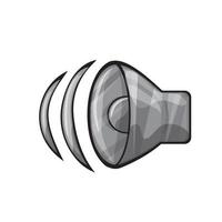 Grey speaker icon. Graphic ui element for game or app in cartoon style vector