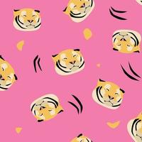 Seamless pattern with tiger head with closed eyes vector