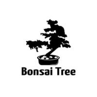 Vintage Bonsai logo vector design template, Bonsai logo silhouette, Illustration