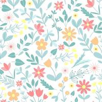 Spring cute wild flowers seamless pattern vector