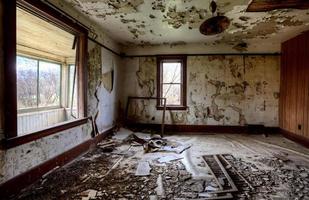 Interior abandoned house prairie photo