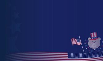 president's day background with cute bear vector and copy space area