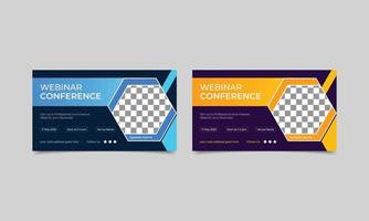 Webinar conference web banner social media post design template with nice background. Business webinar invitation banner design. vector