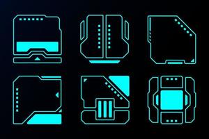 Abstract blue square frame set technology future interface hud vector