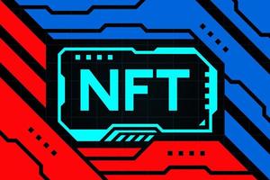 NFT on abstract futuristic hud technology background design for digital business. vector