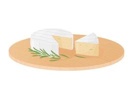 Camembert soft cheese block. Farm market product for label, poster, icon, packaging. vector