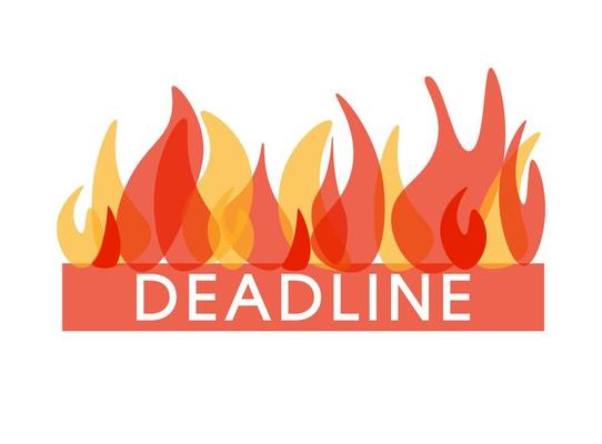 Deadlines are burning. The finishing line is on fire. Near the finish line. Stress business concept. Text. Isolated