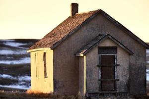 Sun Setting on old School House photo