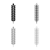 Spikelet of wheat Plant branch icon outline set black grey color vector illustration flat style image