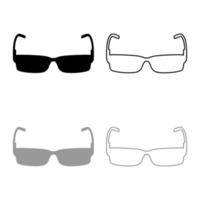 conjunto de contorno de icono de gafas de sol color gris negro ilustración vectorial imagen de estilo plano vector