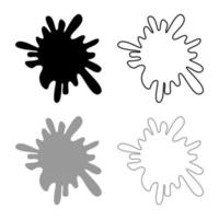 Blot Ink spot Paint splash icon outline set black grey color vector illustration flat style image