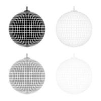 Disco sphere suspended on line rope Discotheque ball Retro night clubs symbol Concept nostalgic party icon outline set black grey color vector illustration flat style image