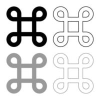 Sharp symbol Hashtag Label Tag icon outline set black grey color vector illustration flat style image