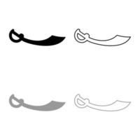 Pirate saber Cutlass icon outline set black grey color vector illustration flat style image