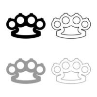 knuckleduster nudillos arma para mano icono contorno conjunto negro gris color vector ilustración estilo plano imagen