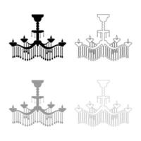 Chandelier icon outline set black grey color vector illustration flat style image