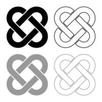 conjunto de contorno de icono de nudo celta color gris negro ilustración vectorial imagen de estilo plano