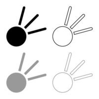 símbolo meteorito icono contorno conjunto negro gris color vector ilustración estilo plano imagen