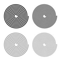 conjunto de contorno de icono de giro de hélice espiral color gris negro ilustración vectorial imagen de estilo plano vector