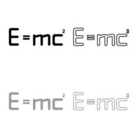 e mc fórmula de energía al cuadrado signo de ley física e igual mc 2 concepto de educación teoría de la relatividad conjunto de esquemas de iconos color gris negro ilustración vectorial imagen de estilo plano vector