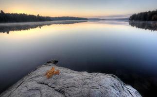 Lake in Autumn sunrise reflection photo