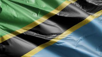 Tanzania flag slow waving on the wind loop. Tanzanian banner smoothly swaying on the breeze. Full filling background. 20 seconds loop. video