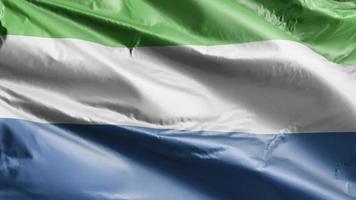 Sierra Leone flag slow waving on the wind loop. Sierra Leone banner smoothly swaying on the breeze. Full filling background. 20 seconds loop. video