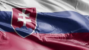 Slovakiens flagga vajar på vindslingan. slovakisk banner vajande på vinden. full fyllning bakgrund. 10 sekunders loop. video