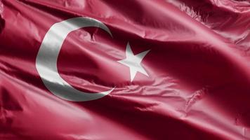 Turkey flag slow waving on the wind loop. Turkish banner smoothly swaying on the breeze. Full filling background. 20 seconds loop. video