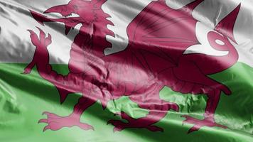 wales-flagge weht auf der windschleife. wales banner wiegt sich im wind. voll ausfüllender Hintergrund. 10 Sekunden Schleife. video