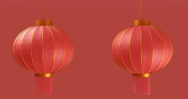 feliz ano novo chinês lanterna. renderização em 3D