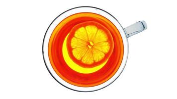 Tea with lemon. View from above. Creative background video. Black tea with lemon. Creative video of lemon spinning in a cup of tea. View from above. Perfect background stock video footage for the web