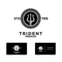 Trident vintage logo design vector