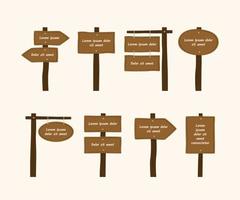 Wood Signboard Set. vector