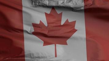 animação de ondulação de closeup sem costura bandeira canadense. fundo do Canadá. renderização 3D, resolução 4k video