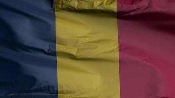 Chad flag seamless closeup waving animation. Chad Background. 3D render, 4k resolution video