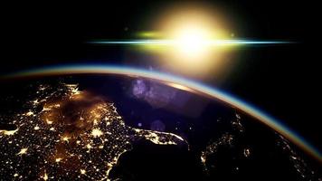 spazio, sole e pianeta terra di notte video