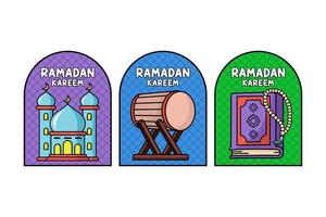 Ramadan kareem label sticker design collection vector