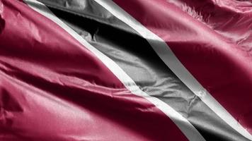 Trinidad and Tobago textile flag slow waving on the wind loop. Trinidad and Tobago banner smoothly swaying on the breeze. Fabric textile tissue. Full filling background. 20 seconds loop. video