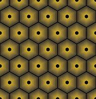 fondo amarillo con hexágonos vectoriales negros vector