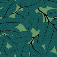 GREEN SEAMLESS BACKGROUND WITH EMERALD NUTMEG BRANCHES vector