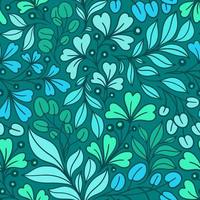 TURQUOISE SEAMLESS VECTOR BACKGROUND WITH MULTICOLORED PLANT TWIGS