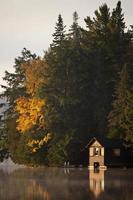 Lake in Autumn sunrise reflection photo